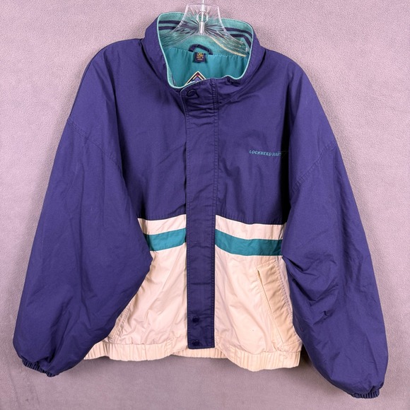 VTG Lockheed Martin Jacket Mens XL Gear For Sports Purple Windbreaker Bomber